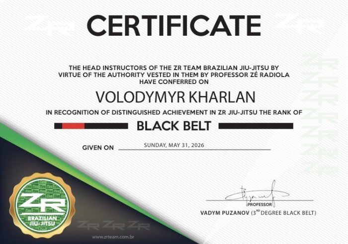 Black belt · May 31, 2026 · Promoted by Puzanov Vadim