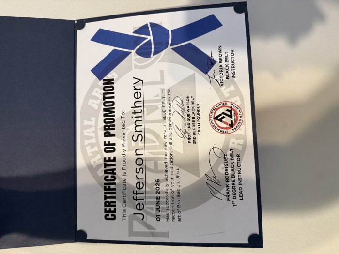 Blue belt · June 2, 2026 · Promoted by Frank Rodriguez