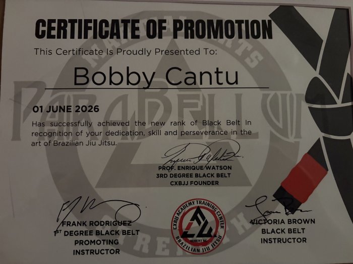 Black belt · June 1, 2026 · Promoted by Frank Rodriguez