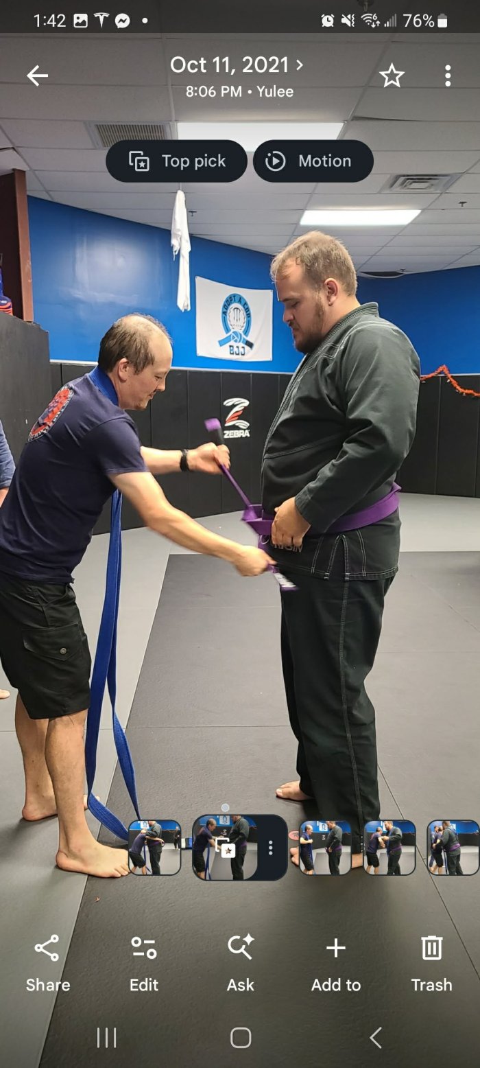 Purple belt · October 11, 2021 · Promoted by Chris Garza