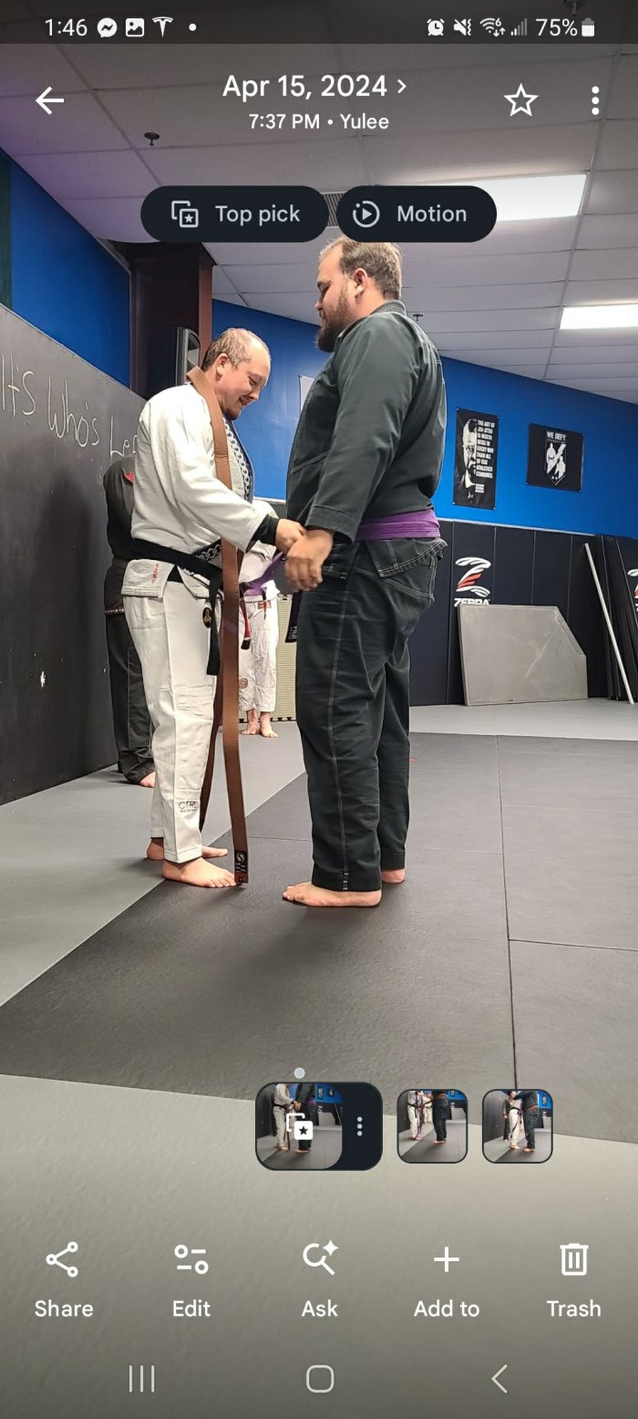 Brown belt · April 15, 2024 · Promoted by Chris garza