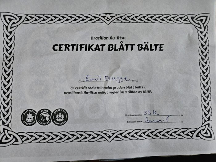 Blue belt · June 1, 2026 · Promoted by Samir Wennström