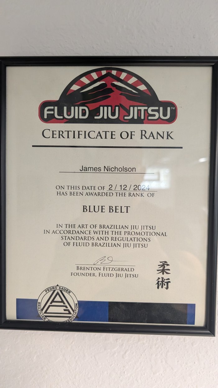 Blue belt · February 12, 2024 · Promoted by Brenton Fitzgerald