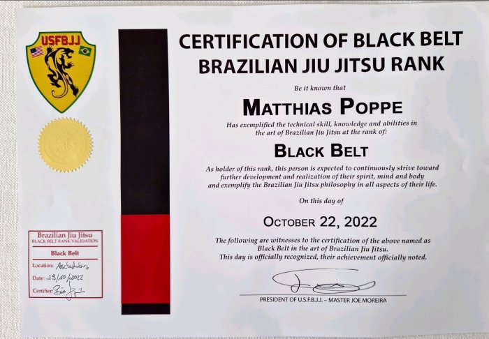 Black belt · October 22, 2022 · Promoted by Joe Moreira