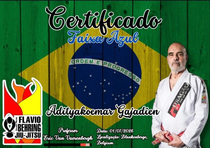 Blue belt · July 1, 2026 · Promoted by Eric Van Vaerenbergh