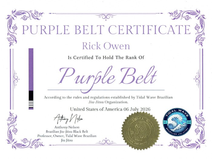 Purple belt · July 6, 2026 · Promoted by Anthony Nelson