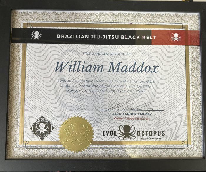 Black belt · June 29, 2026 · Promoted by Alex Larmey