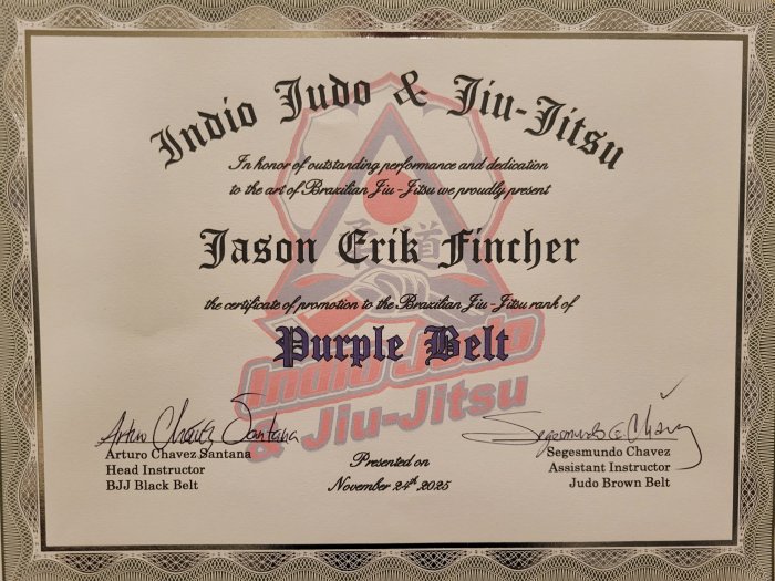 Purple belt · November 24, 2025 · Promoted by Arturo Chavez Santana