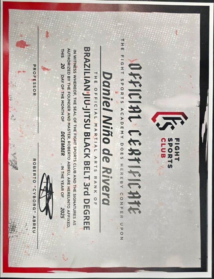 Black belt 3rd degree · December 21, 2025 · Promoted by Roberto Abreu