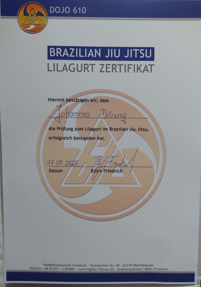 Purple belt · May 17, 2025 · Promoted by Björn Friedrich