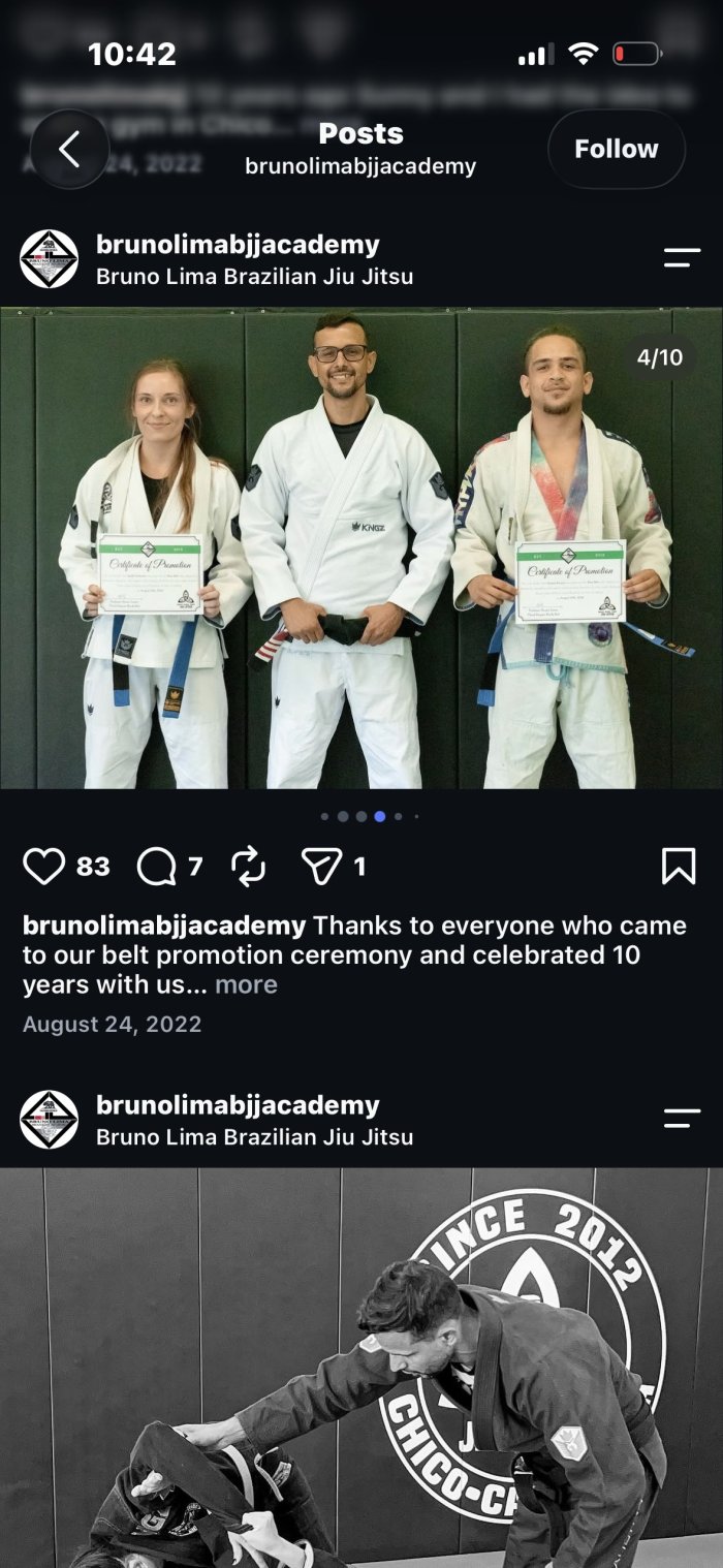 Blue belt · August 10, 2022 · Promoted by Bruno Lima