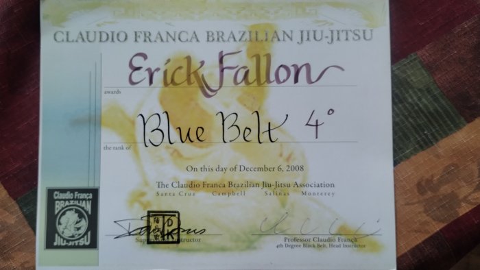 Blue belt · December 2, 2006 · Promoted by Claudio Franca