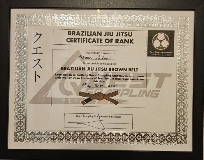 Brown belt · May 31, 2025 · Promoted by Josh Matanane