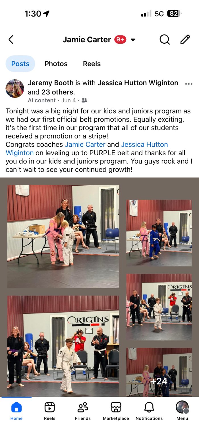Purple belt · June 4, 2026 · Promoted by Origins Jeremy Booth