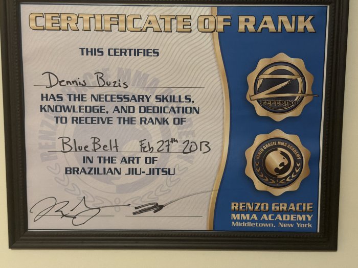 Blue belt · February 27, 2013 · Promoted by Max McGarr Renzo Gracie Reno