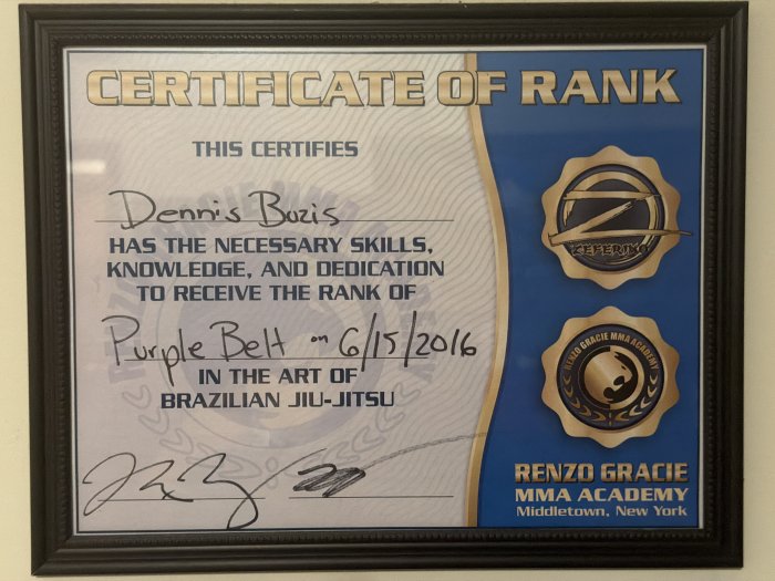Purple belt · June 15, 2016 · Promoted by Max McGarr Renzo Gracie Reno