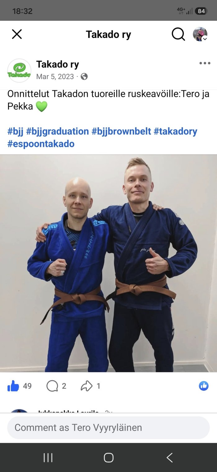 Brown belt · March 5, 2023 · Promoted by Tuukka Saranpää