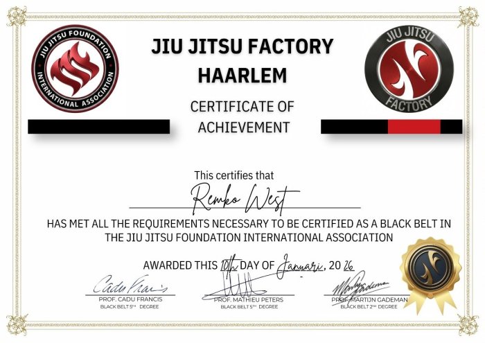 Black Belt Certificate.
