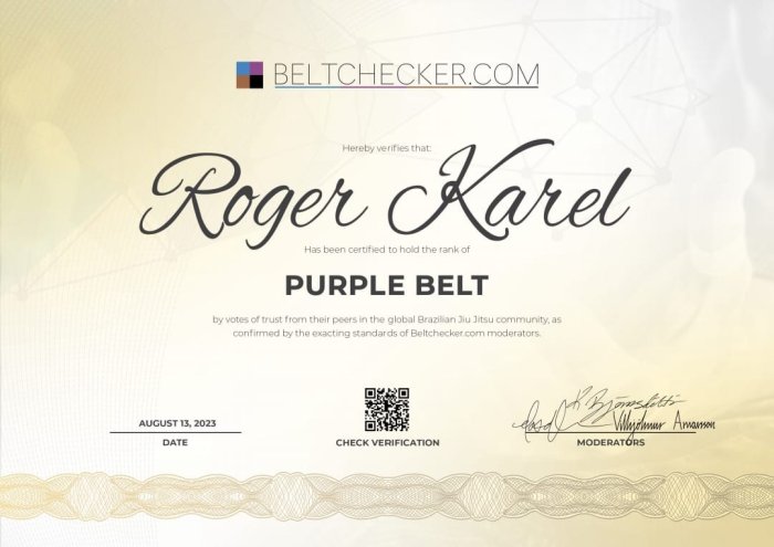 Purple belt · May 22, 2022 · Promoted by Chris Paines