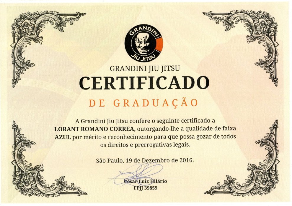 Blue belt · December 19, 2016 · Promoted by Cesar Luis Hilario