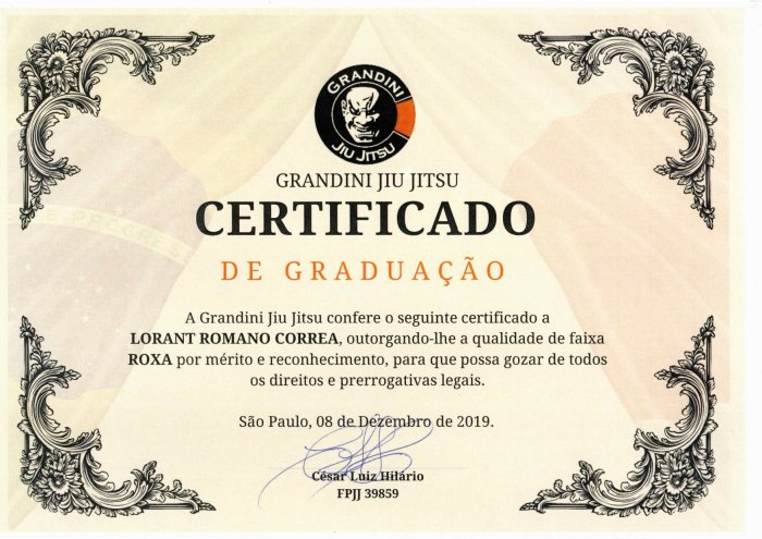 Purple belt · December 8, 2019 · Promoted by Cesar Luis Hilario