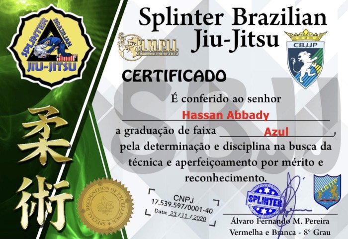 Blue belt · November 23, 2020 · Promoted by Alvaro Fernando M. Pereira