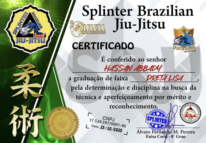 Black belt · October 15, 2025 · Promoted by Alvaro Fernando M Pereira