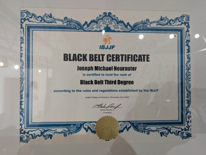 Black belt 3rd degree · October 29, 2025 · Promotion by time served