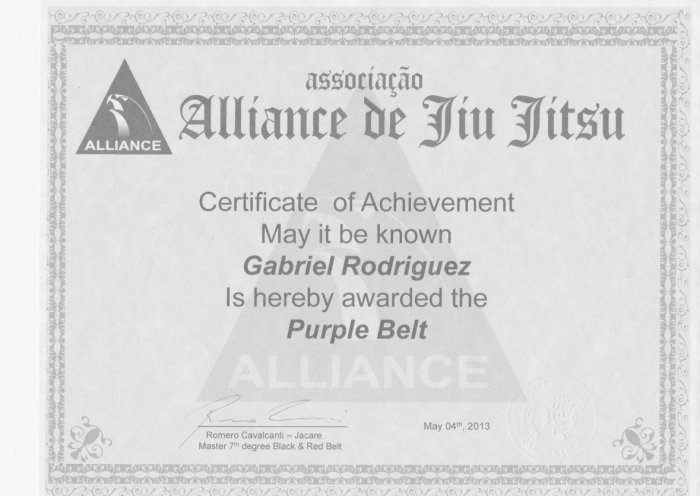 Purple belt · May 4, 2013 · Promoted by Romero Cavalvanti