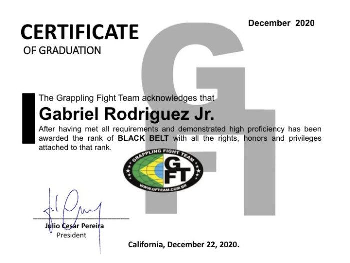 Black belt · December 20, 2020 · Promoted by Julio Cesar Pereira