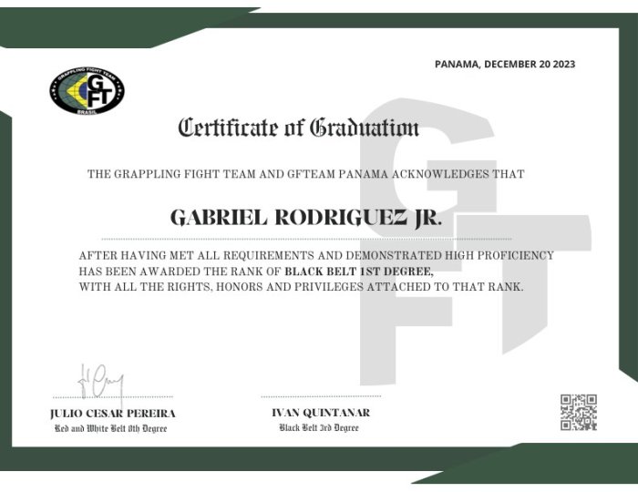 Black belt 1st degree · December 20, 2023 · Promoted by Julio Cesar Pereira