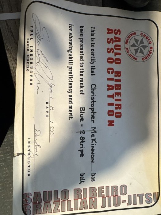Blue belt · April 1, 2001 · Promoted by Saulo Ribeiro