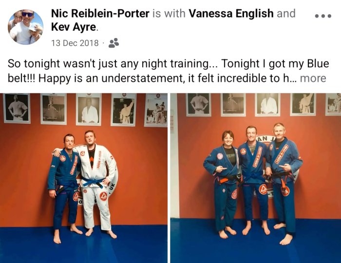 Blue belt · December 13, 2018 · Promoted by Kev Ayre