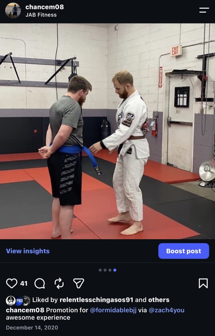 Blue belt · December 14, 2020 · Promoted by Zach Nichols